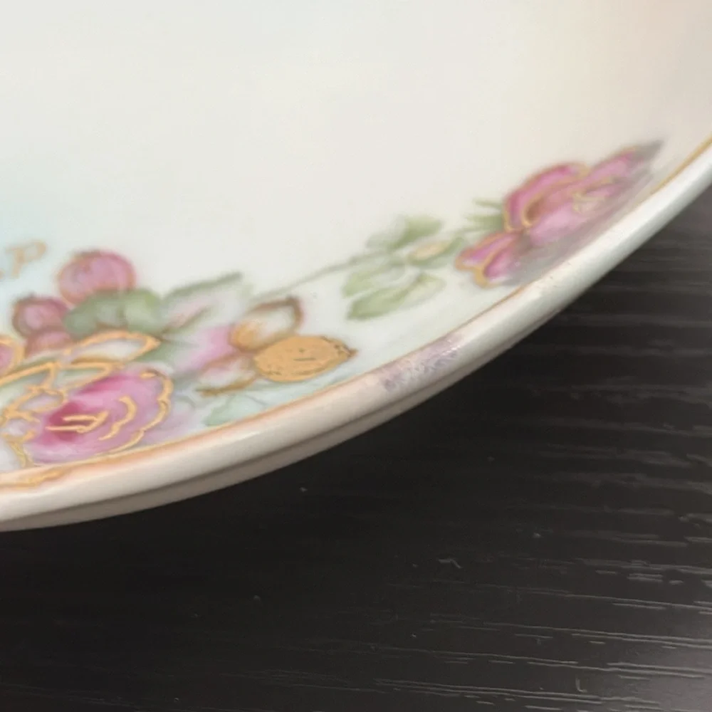 d’art 6913 Japan Porcelain Raised Gold Accent Floral Square Candy Trinket Bowl